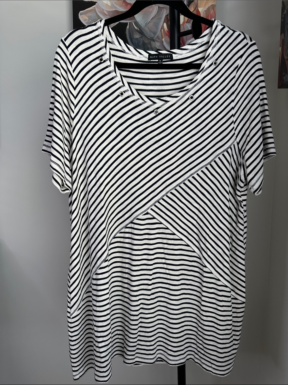 Napa Valley Striped Short Sleeve V-Neck Tee
